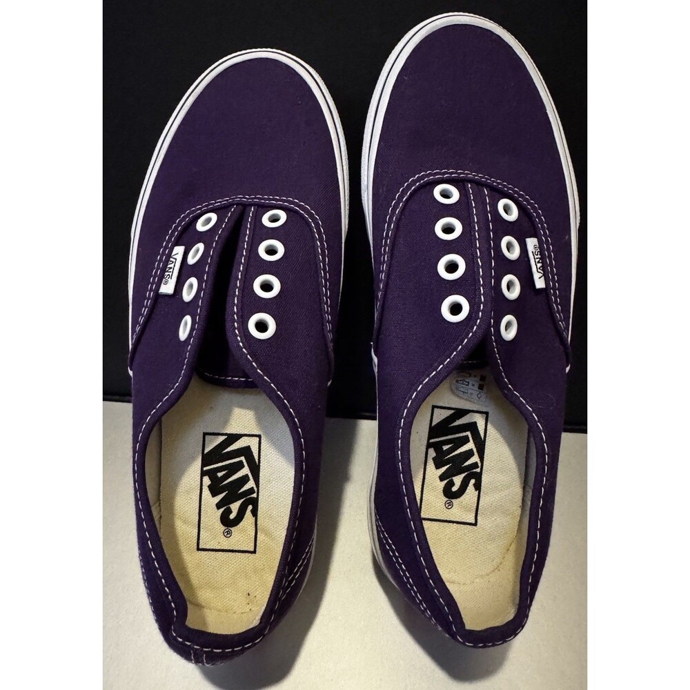VANS Purple White Lace Up Low Top Canvas Sneakers Casual Skateboarding M5 - W6.5
